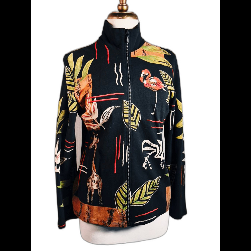 Jess & Jane Jacket Size M VTG 90's Tropical Abstract Maximalist Ballet Core